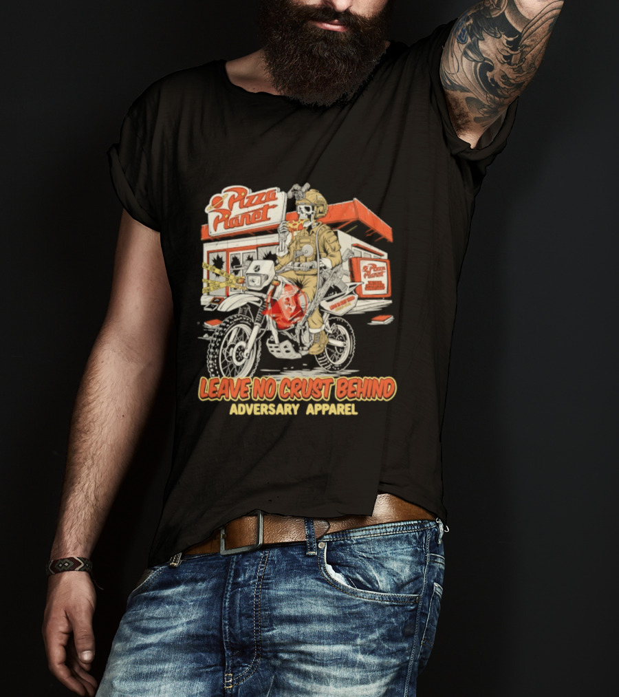 Pizza Planet Tactical Operations Department Funny Motorcycle Leave No Crust Behind T-Shirt