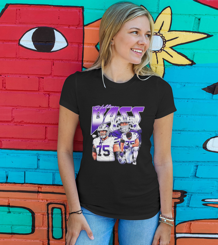 Holden Bass 75 Kansas State Wildcats NCAA Football Player T-Shirt