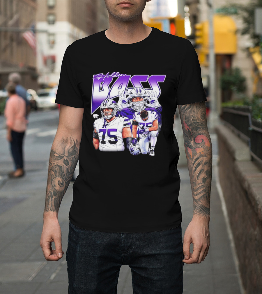 Holden Bass 75 Kansas State Wildcats NCAA Football Player T-Shirt