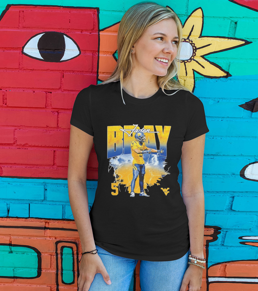 Jaden Bray 5 West Virginia Football NCAA Player WVU Mountaineers T-Shirt