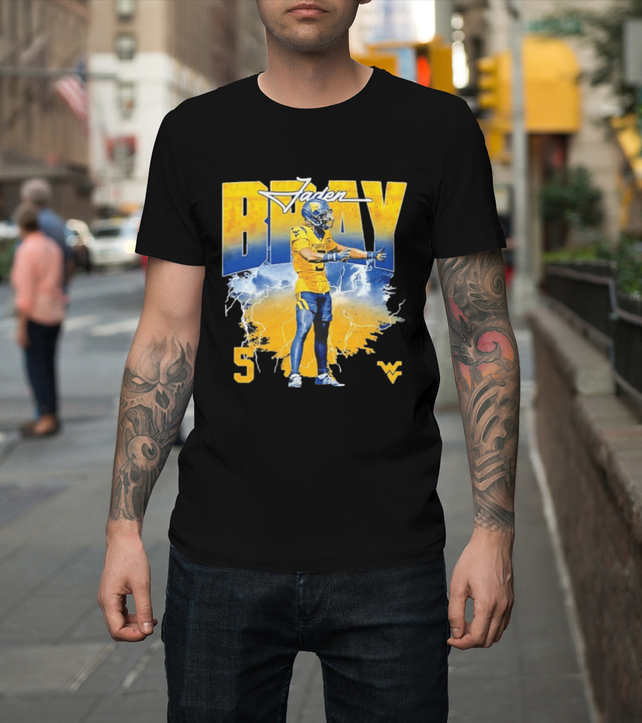 Jaden Bray 5 West Virginia Football NCAA Player WVU Mountaineers T-Shirt