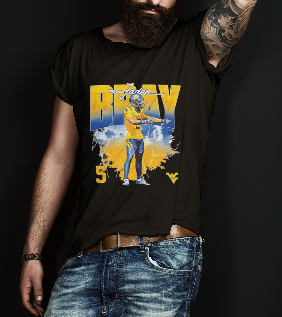 Jaden Bray 5 West Virginia Football NCAA Player WVU Mountaineers T-Shirt