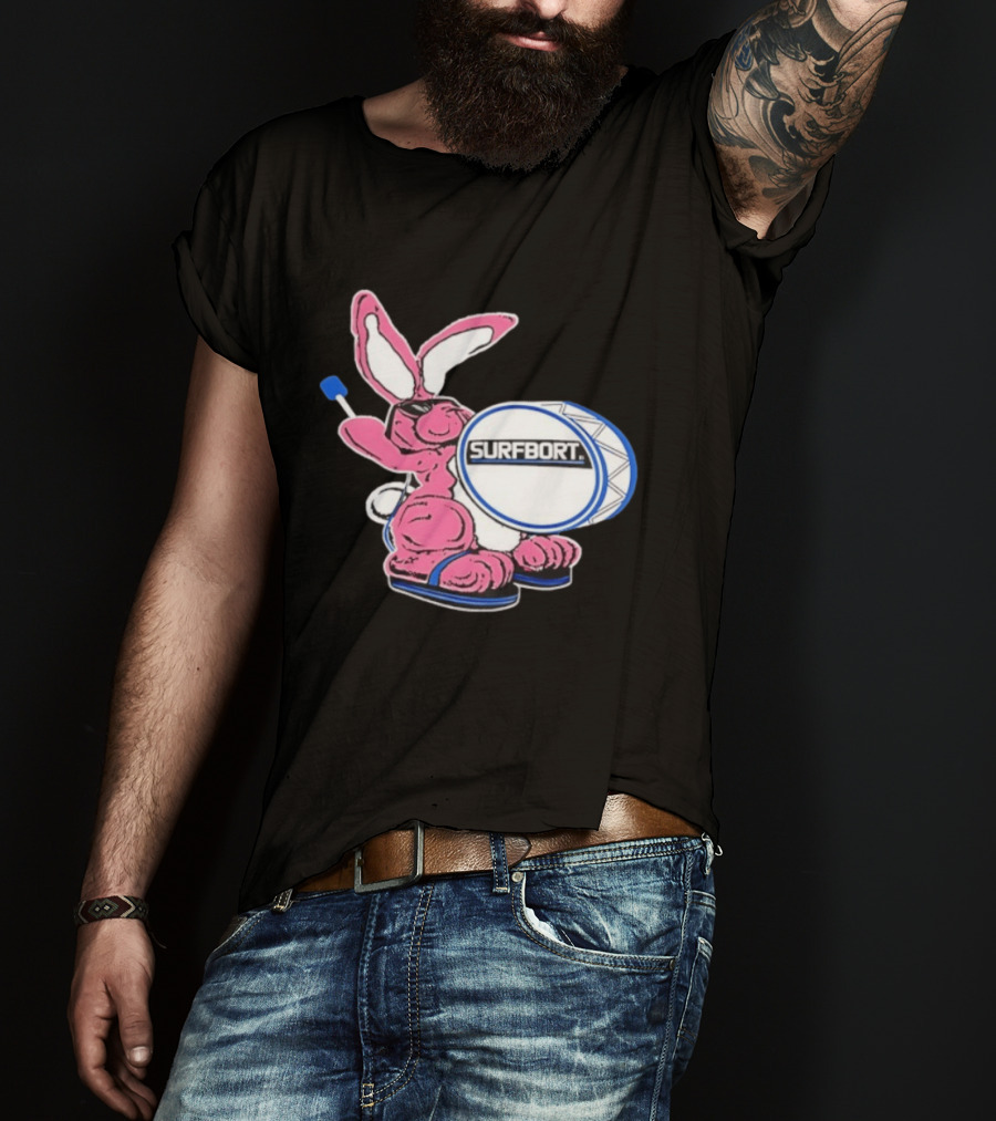Surfbort Pink Bunny Drummer With Drumsticks And Bass Drum T-Shirt