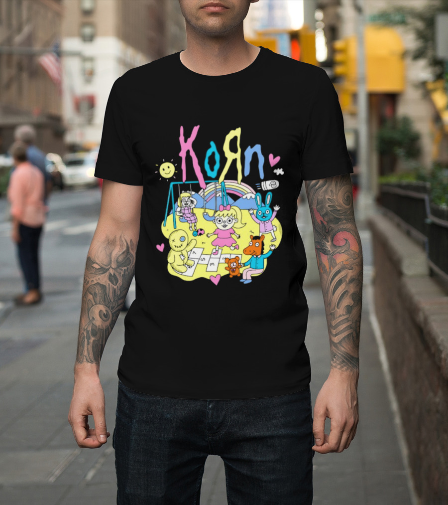 Korn Playground Cartoon Pastel Nu Metal Band T-Shirt