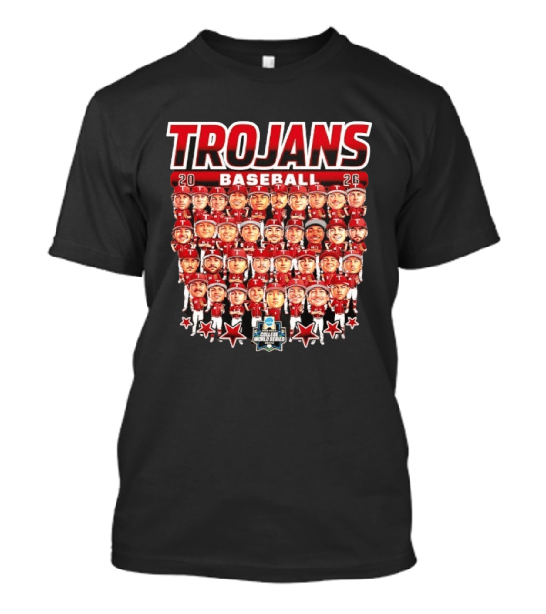 Trojans 2026 Baseball Team Caricatures NCAA College World Series T-Shirt