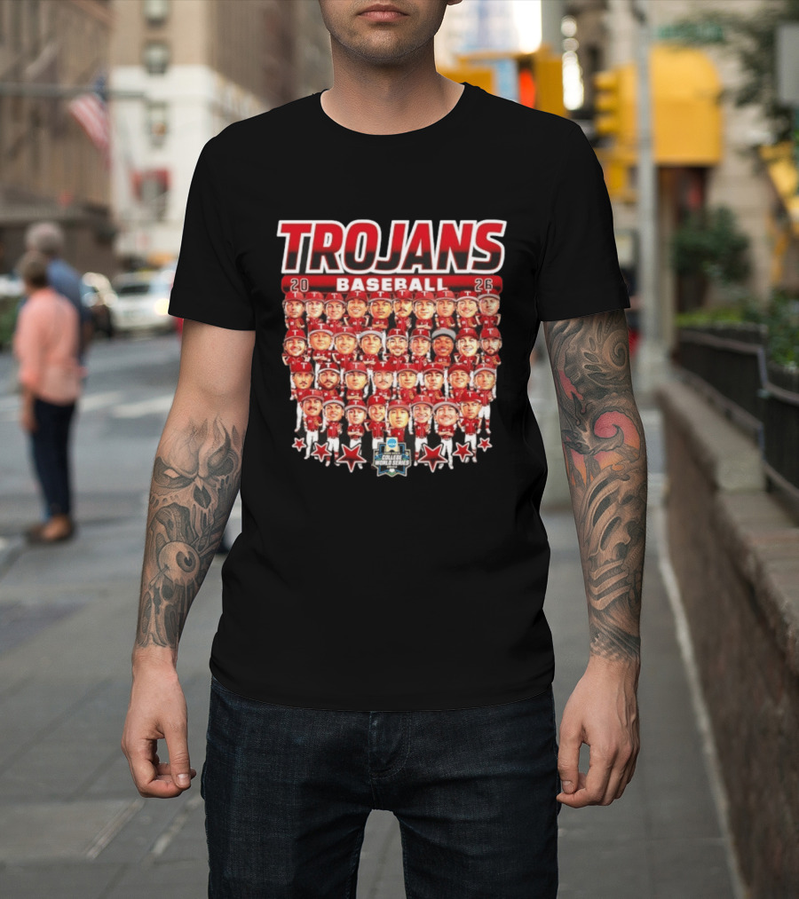 Trojans 2026 Baseball Team Caricatures NCAA College World Series T-Shirt