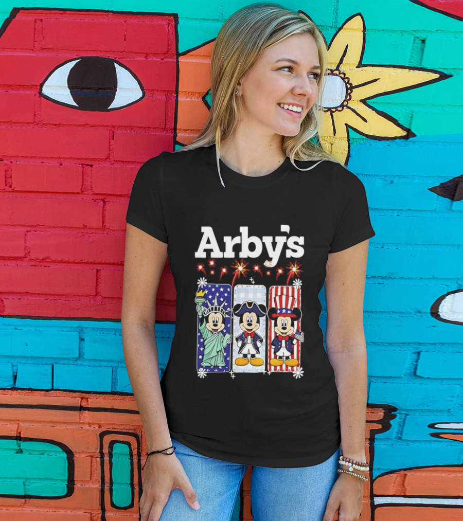 Arby's Mickey Mouse America 250th Anniversary Celebration With Statue Of Liberty And Uncle Sam Styles T-Shirt