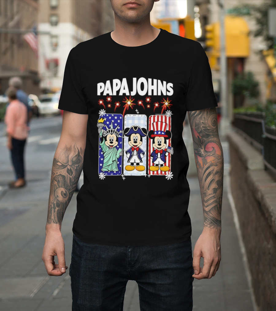 Papa Johns Mickey Mouse America 250th Anniversary Celebration T-Shirt