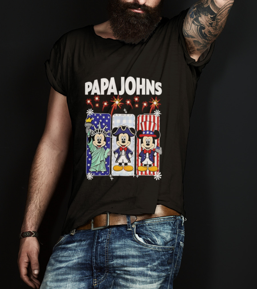 Papa Johns Mickey Mouse America 250th Anniversary Celebration T-Shirt