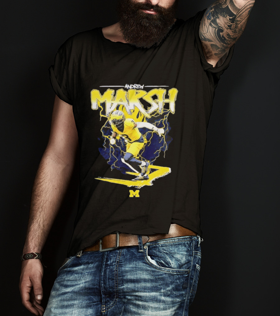 Andrew Marsh 3 Michigan Wolverines Football Player NCAA T-Shirt