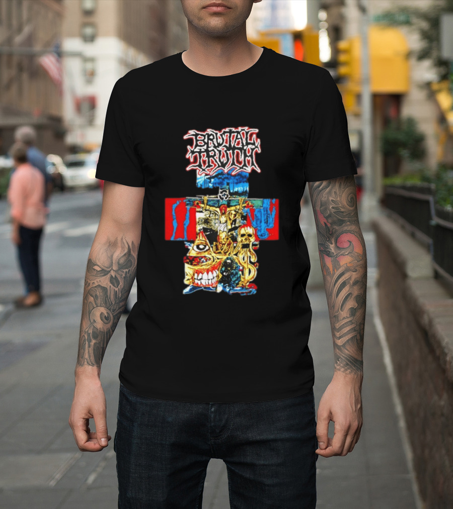 Brutal Truth Crucifix Skull Grindcore Band T-Shirt