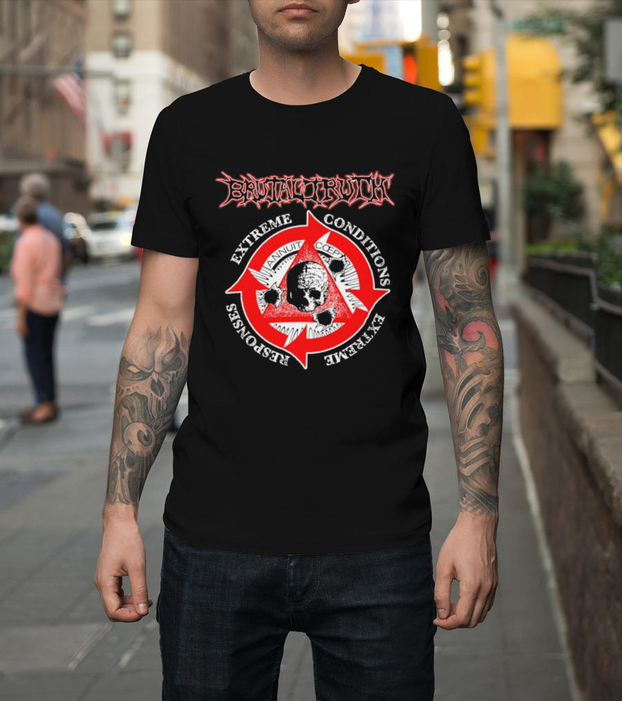 Brutal Truth Extreme Conditions Extreme Responses Skull Triangle Arrows T-Shirt