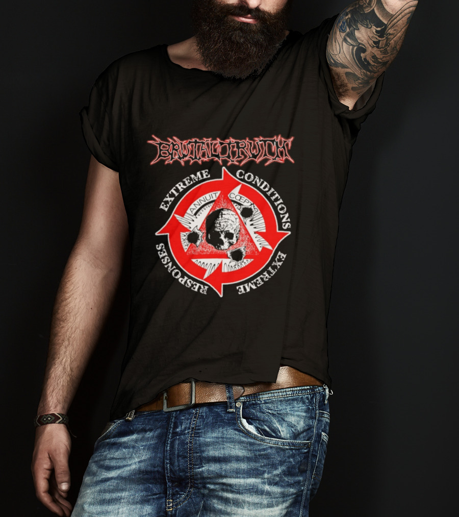 Brutal Truth Extreme Conditions Extreme Responses Skull Triangle Arrows T-Shirt