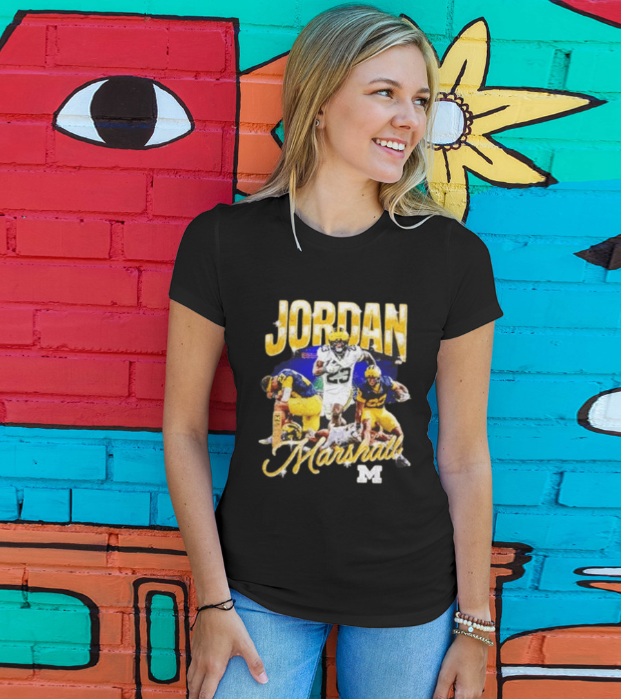 Jordan Marshall Michigan Wolverines 23 Football Collage T-Shirt