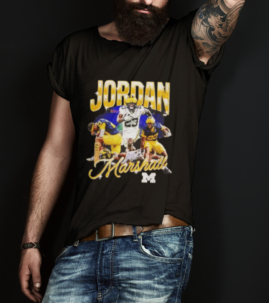 Jordan Marshall Michigan Wolverines 23 Football Collage T-Shirt