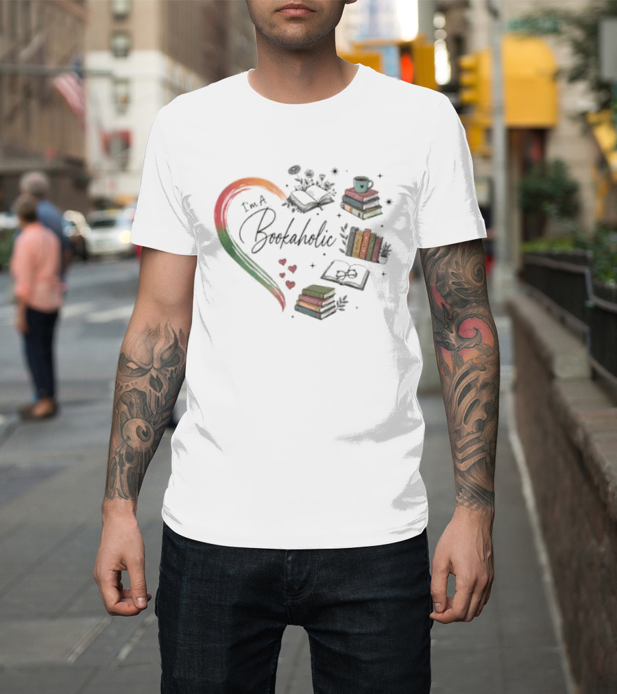 Bookaholic Heart With Books And Reading Lover T-Shirt