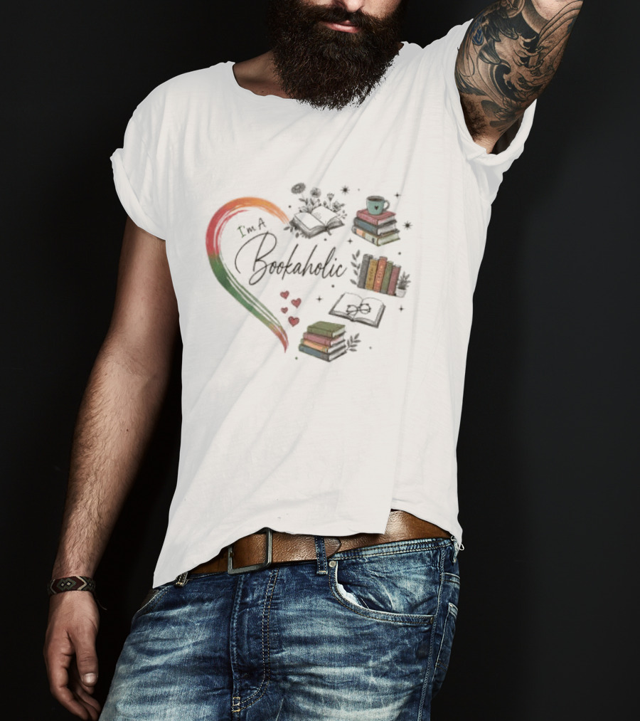 Bookaholic Heart With Books And Reading Lover T-Shirt