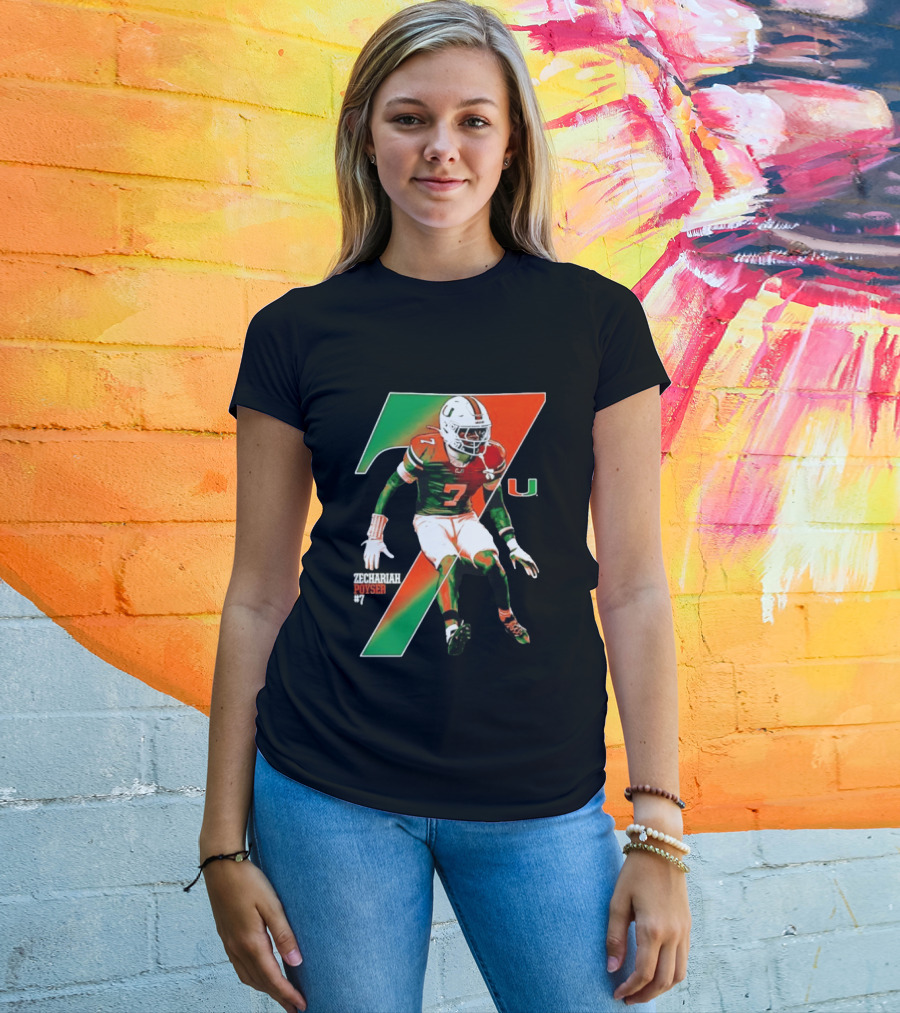 Zechariah Poyser 7 Miami Hurricanes NCAA Football Player T-Shirt