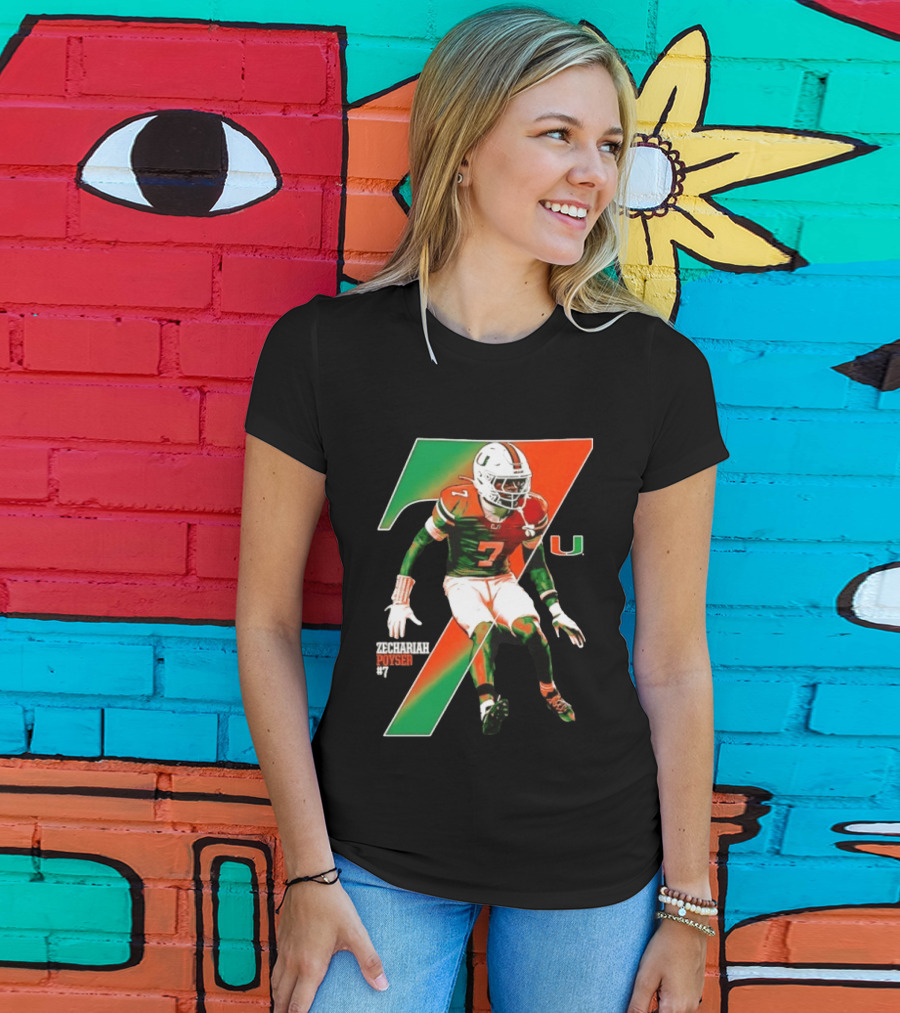 Zechariah Poyser 7 Miami Hurricanes NCAA Football Player T-Shirt