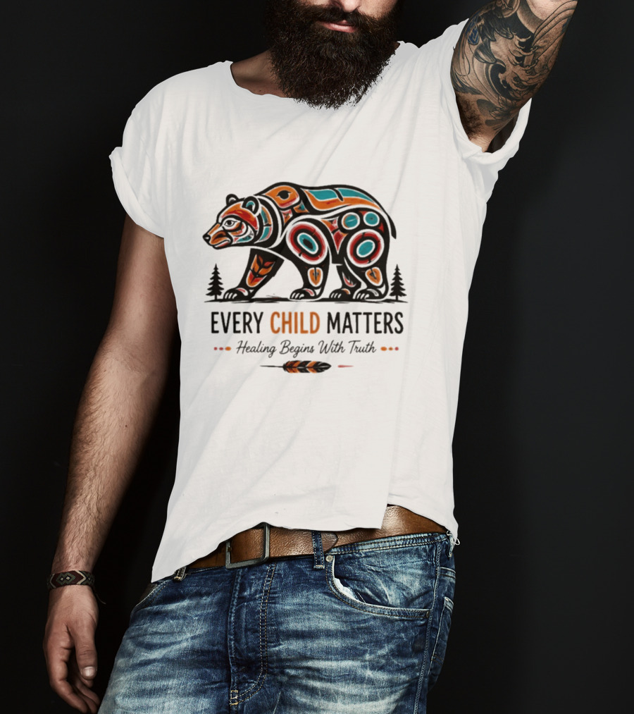 Every Child Matters Bear Healing Begins With Truth Indigenous T-Shirt