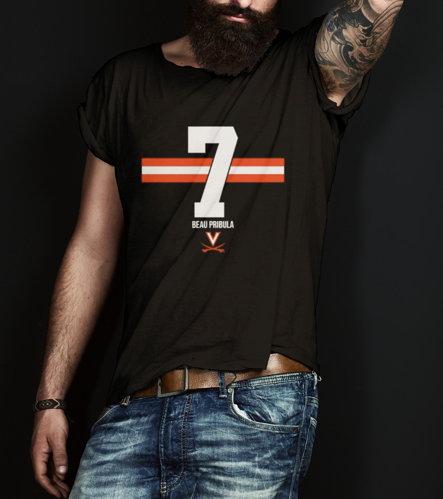 Beau Pribula 7 Virginia Cavaliers NCAA Football Number Seven T-Shirt