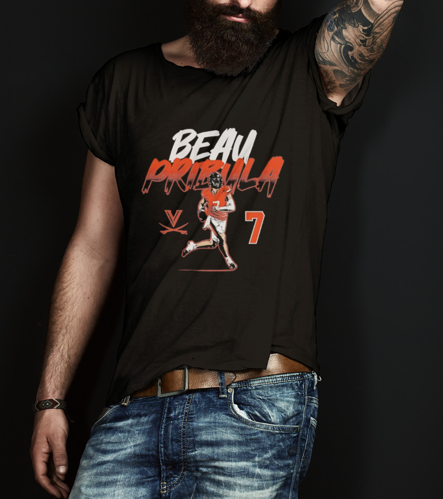 Beau Pribula 7 Virginia Cavaliers NCAA Football T-Shirt