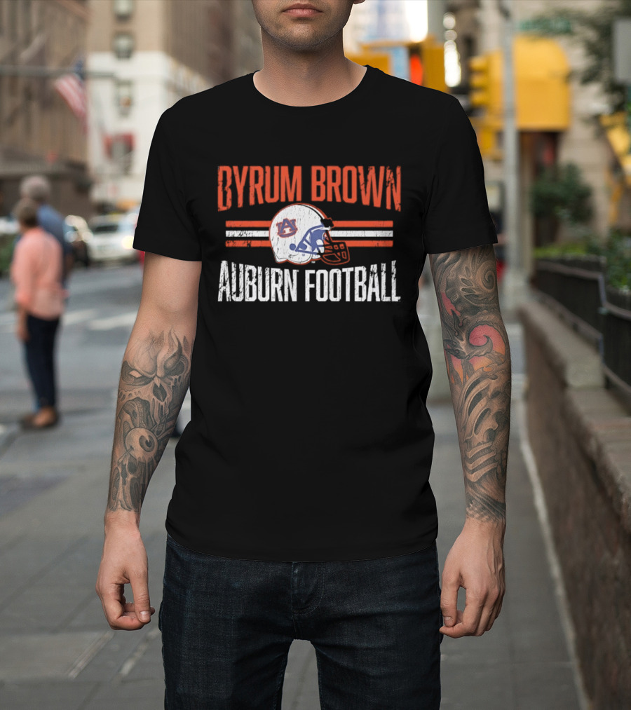 Byrum Brown Auburn Football NCAA Tigers Helmet Hero T-Shirt