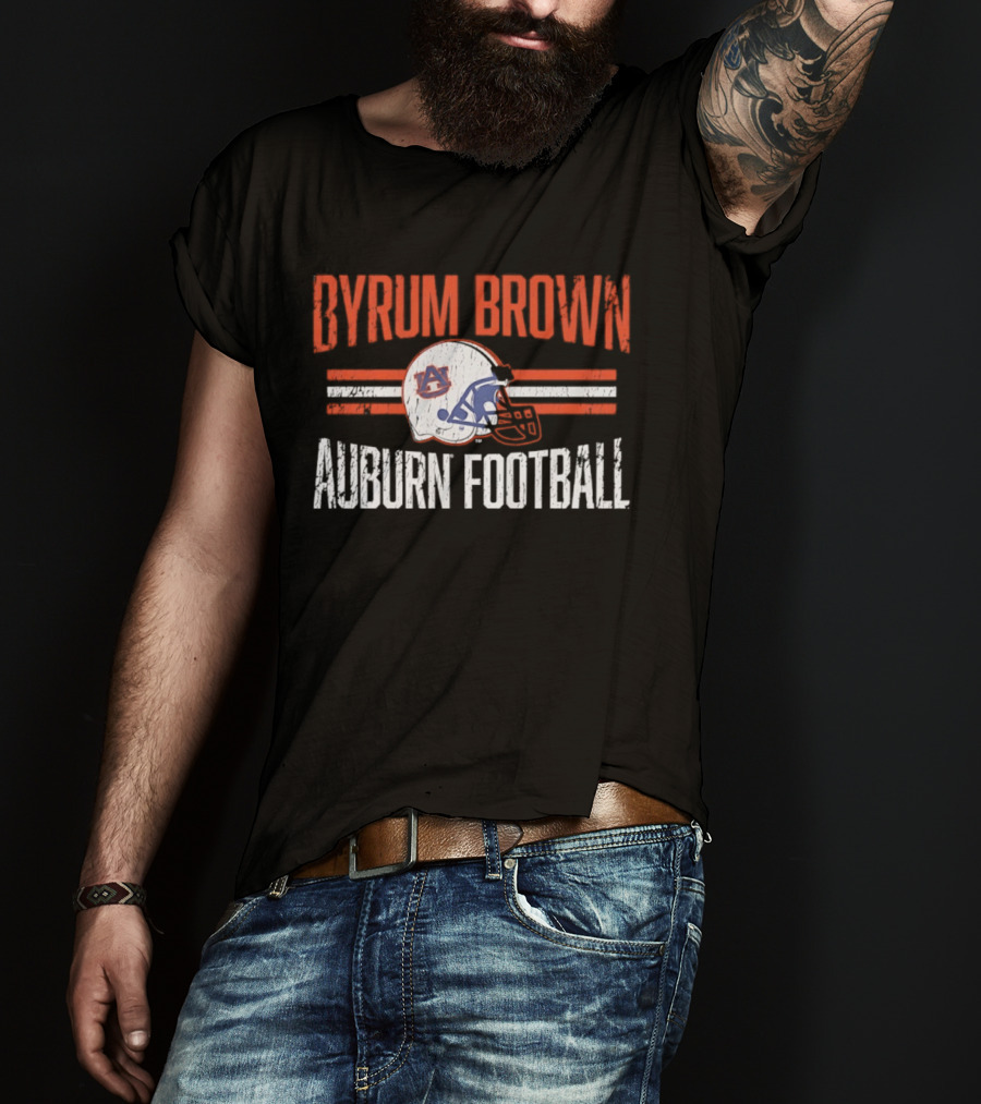 Byrum Brown Auburn Football NCAA Tigers Helmet Hero T-Shirt