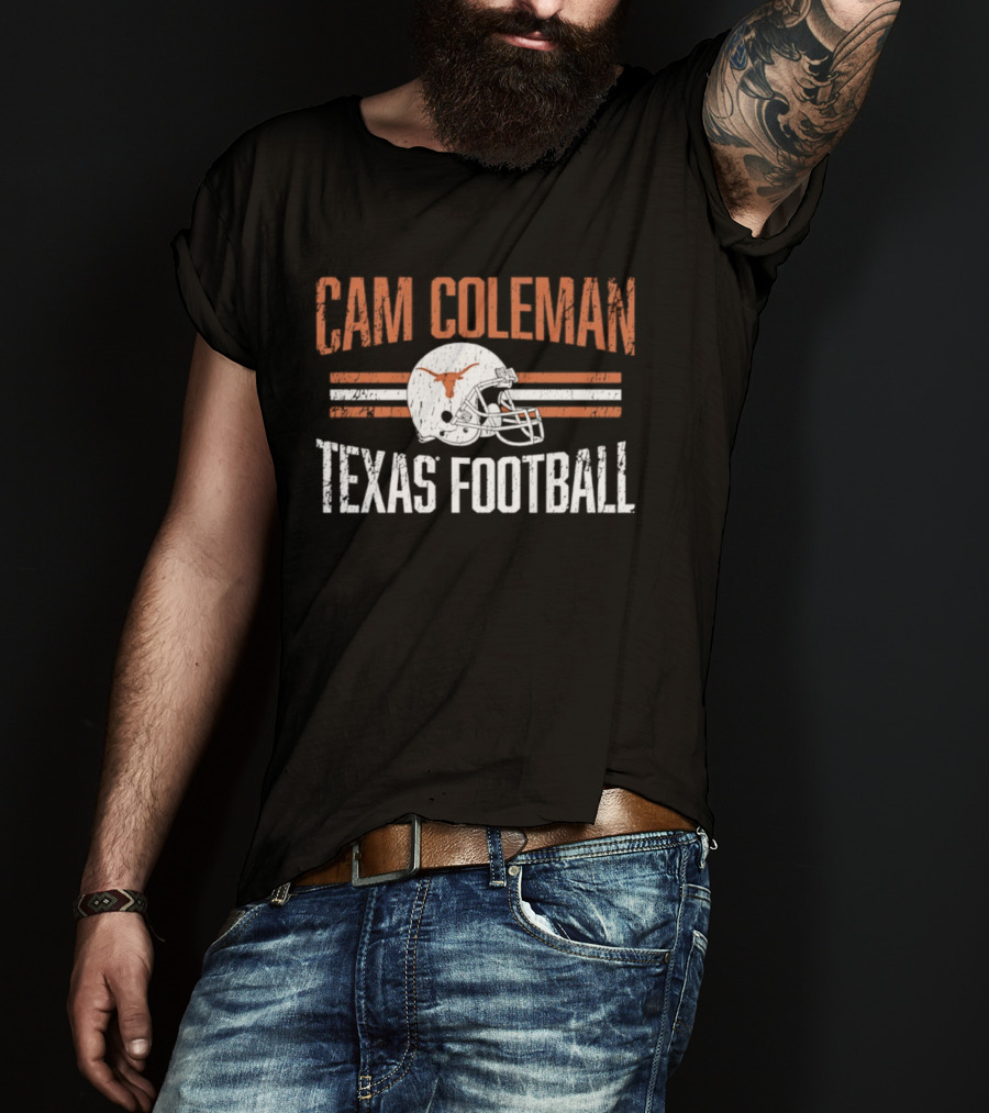 Cam Coleman Texas Longhorns NCAA Football Helmet Hero Texas Football T-Shirt