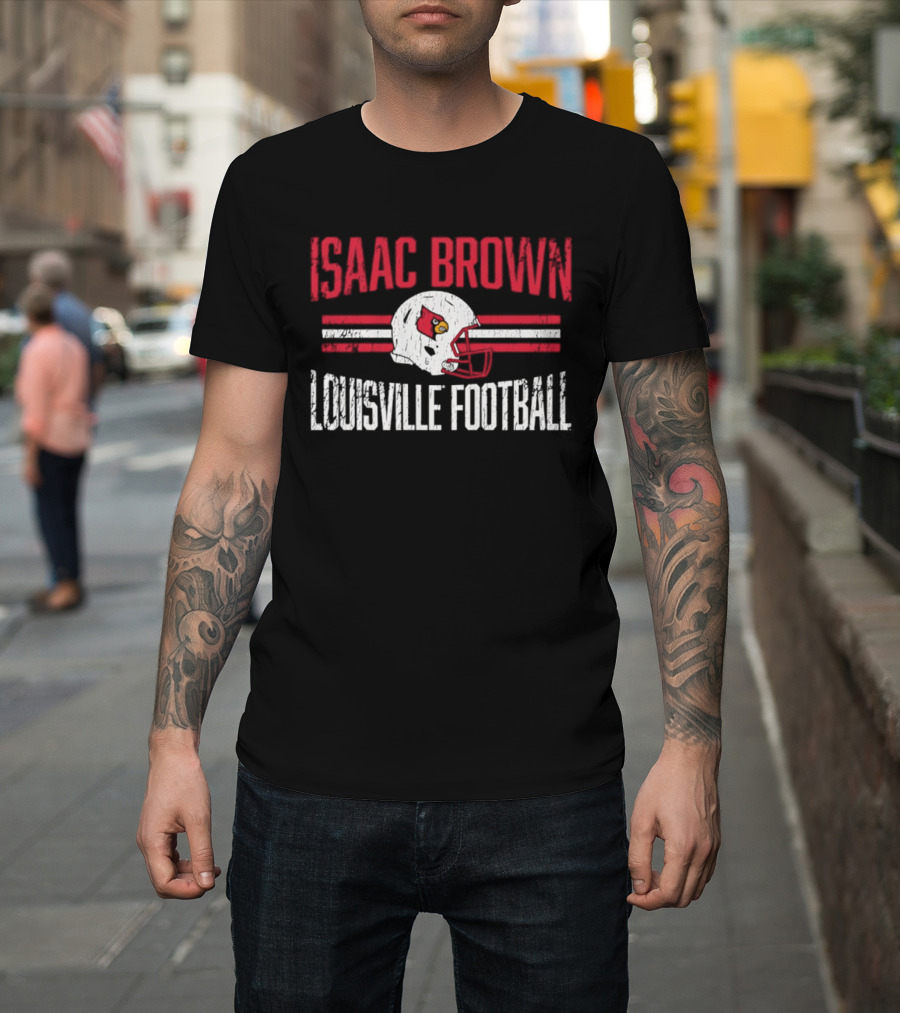 Isaac Brown Louisville Football Cardinals Helmet T-Shirt