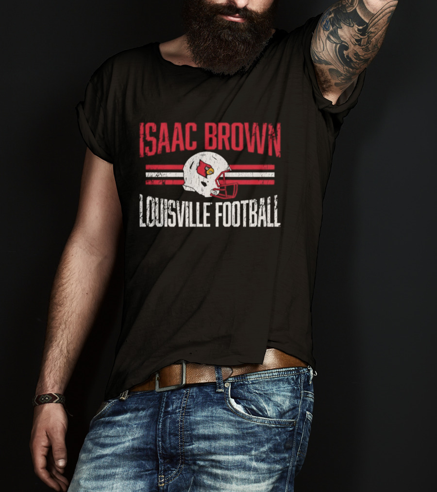 Isaac Brown Louisville Football Cardinals Helmet T-Shirt