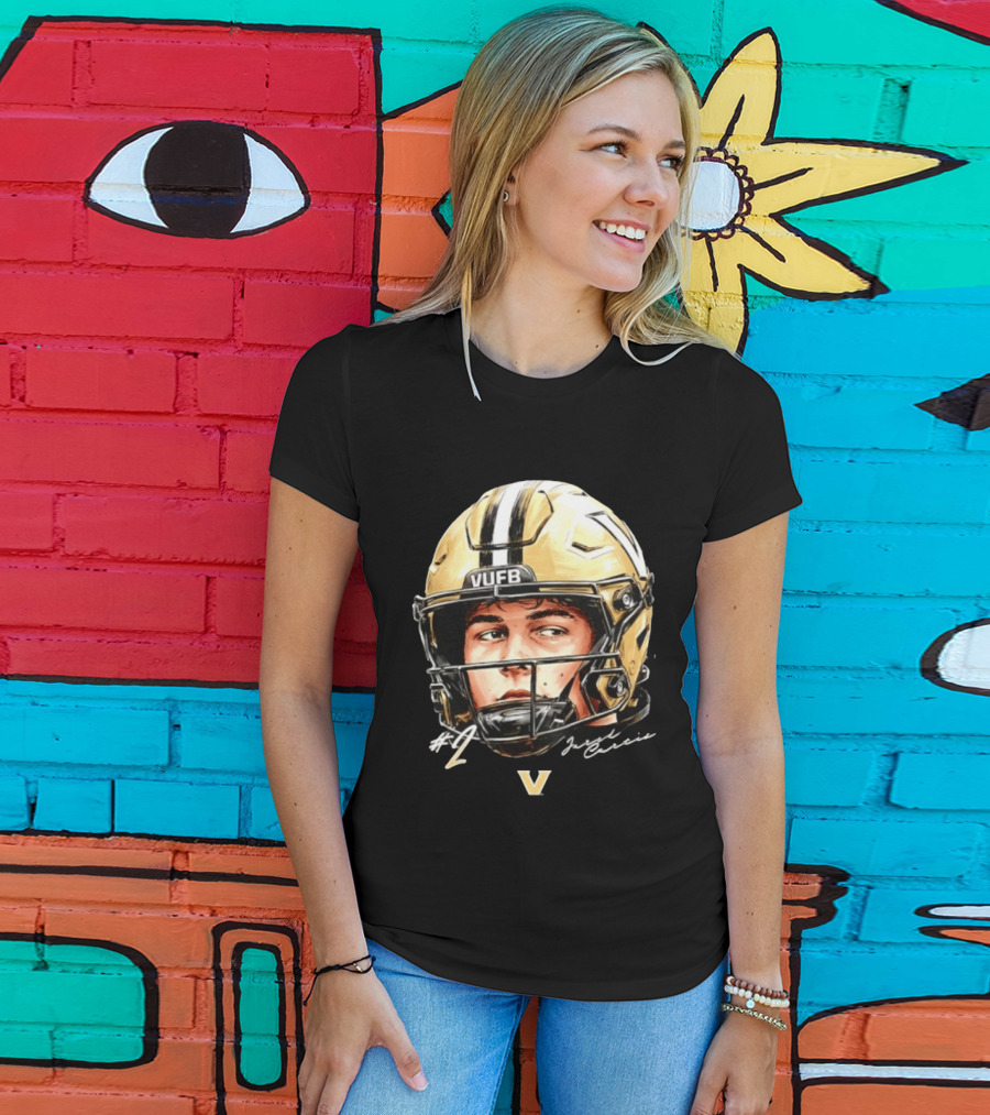 Jared Curtis 2 VUFB Vanderbilt Football Helmet T-Shirt