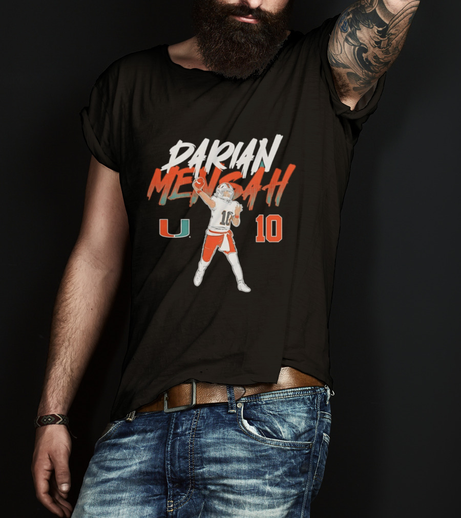 Darian Mensah 10 Miami Hurricanes NCAA Football Player Pose U T-Shirt