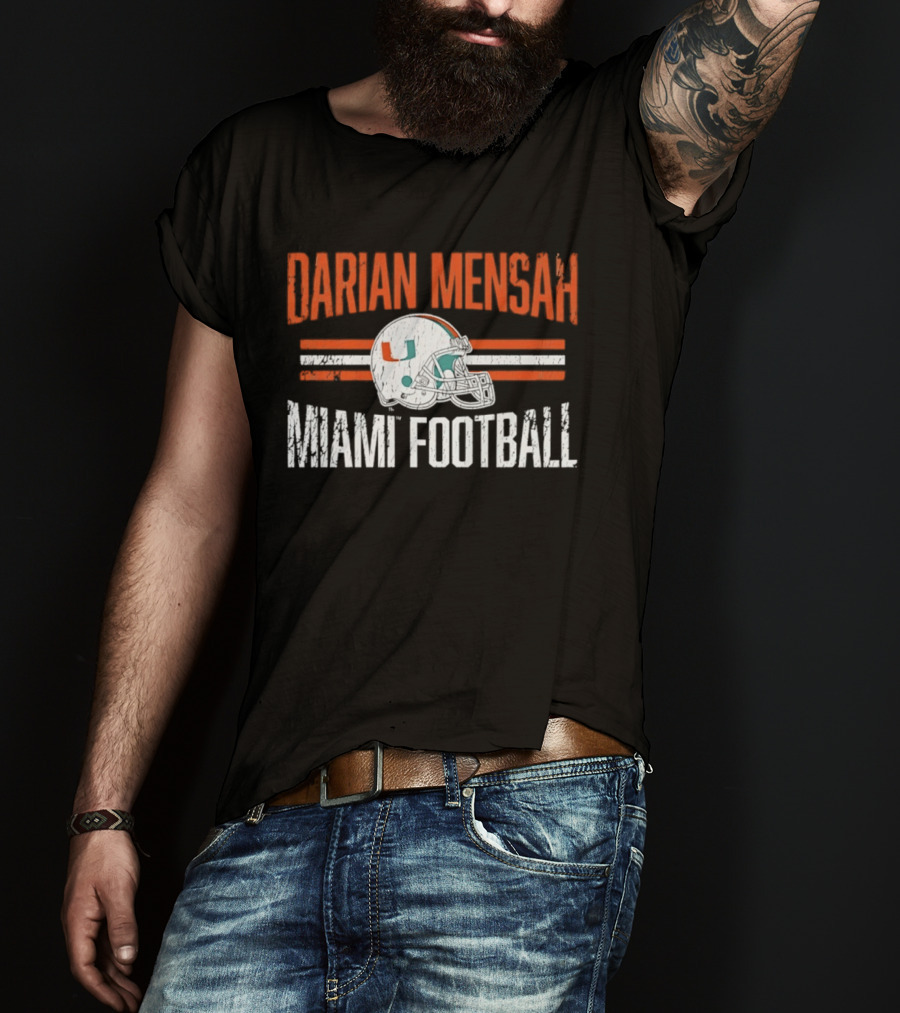 Darian Mensah Miami Football NCAA Hurricanes Helmet Hero T-Shirt