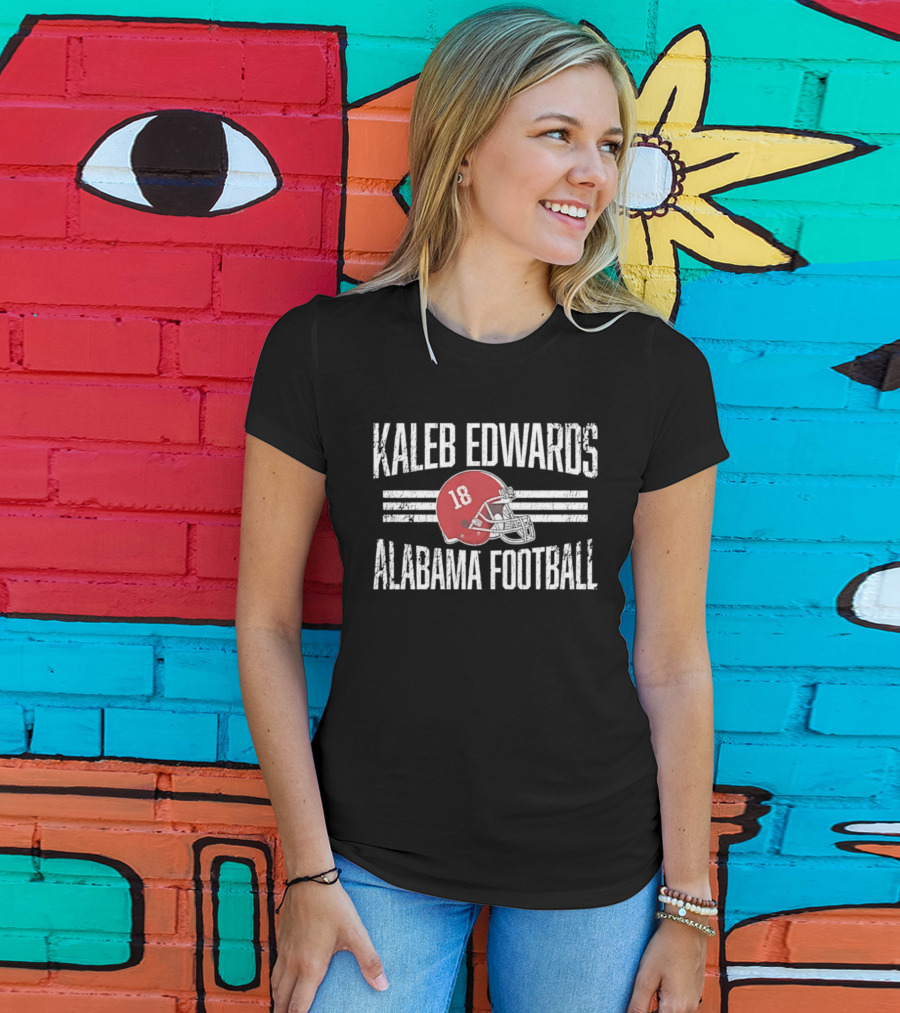 Kaleb Edwards 18 Alabama Football Helmet Hero T-Shirt
