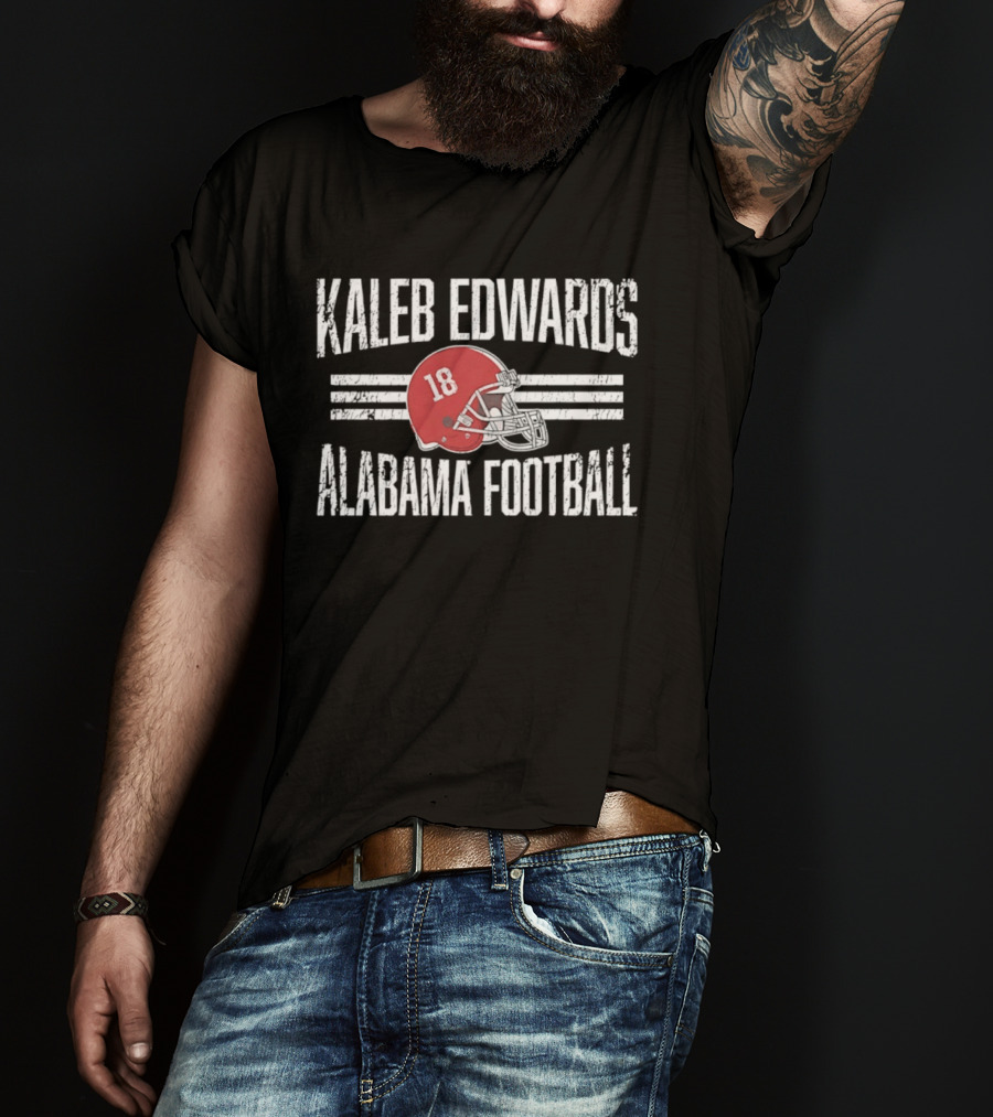 Kaleb Edwards 18 Alabama Football Helmet Hero T-Shirt