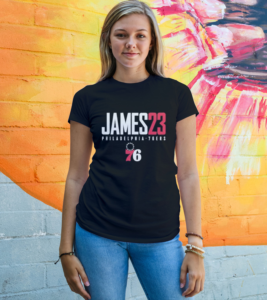 LeBron James 23 Philadelphia 76ers Distressed NBA Jersey T-Shirt