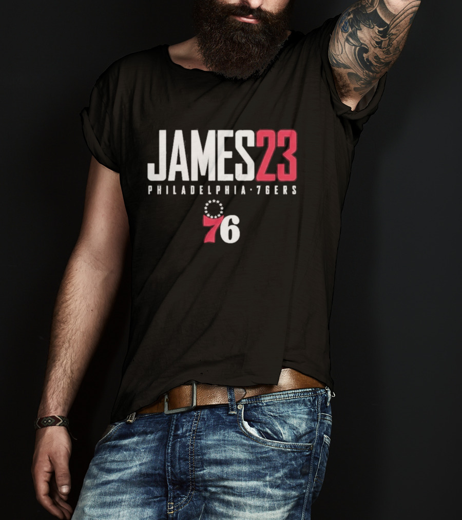 LeBron James 23 Philadelphia 76ers Distressed NBA Jersey T-Shirt
