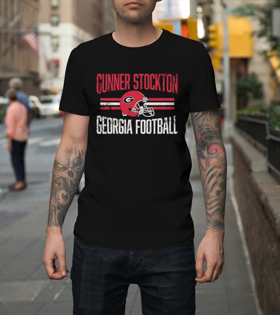 Gunner Stockton Georgia Football Helmet UGA Bulldogs NCAA T-Shirt