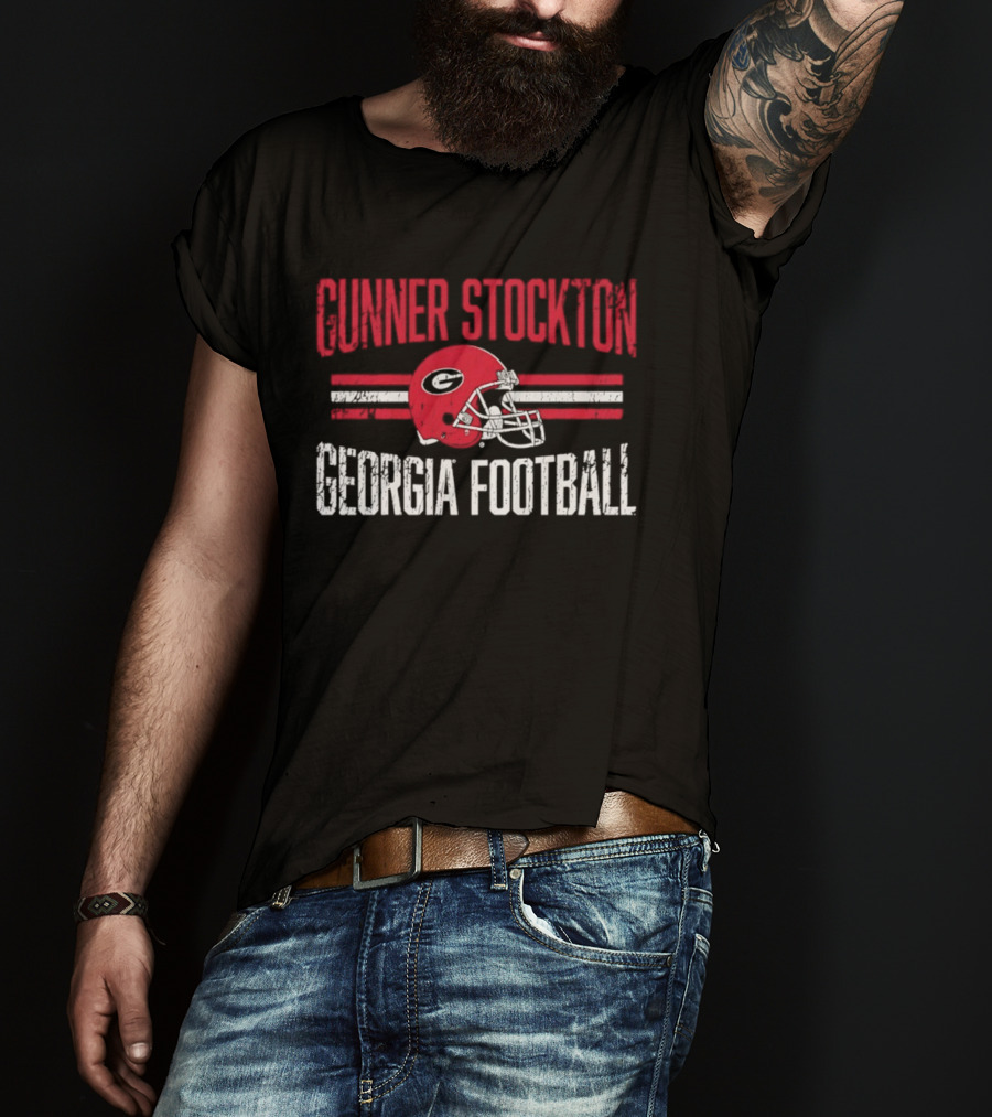 Gunner Stockton Georgia Football Helmet UGA Bulldogs NCAA T-Shirt