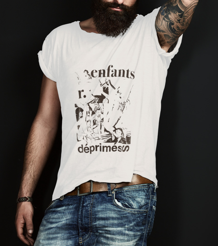 Enfants R Deprimes Monochrome Sketch Print T-Shirt
