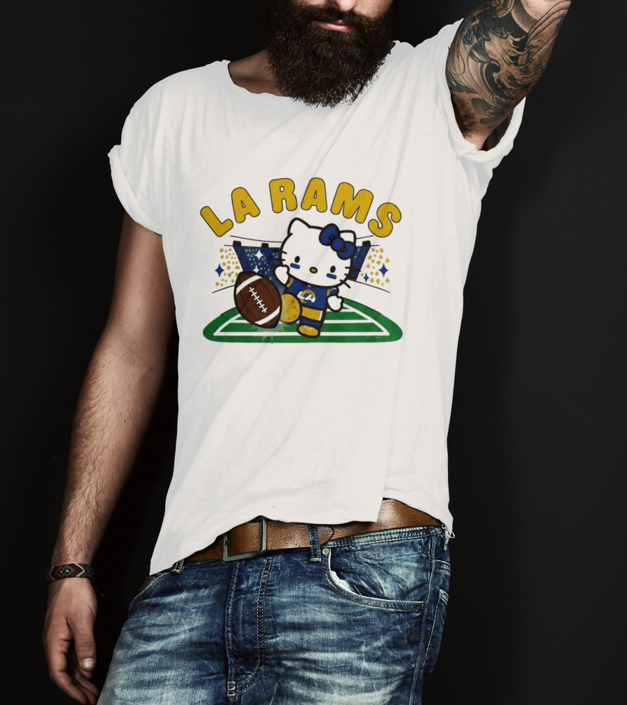 LA Rams Hello Kitty Football Kicking Stadium Scene T-Shirt