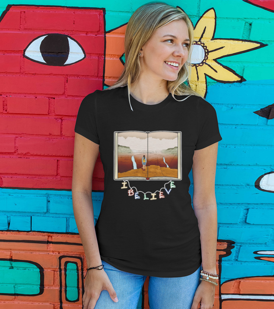 I Believe Open Book Landscape Journey Adventure T-Shirt