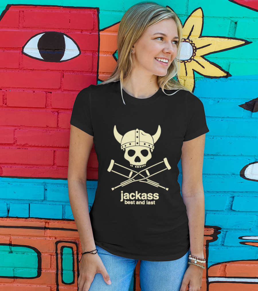 Jackass Best And Last Viking Skull With Crutches T-Shirt