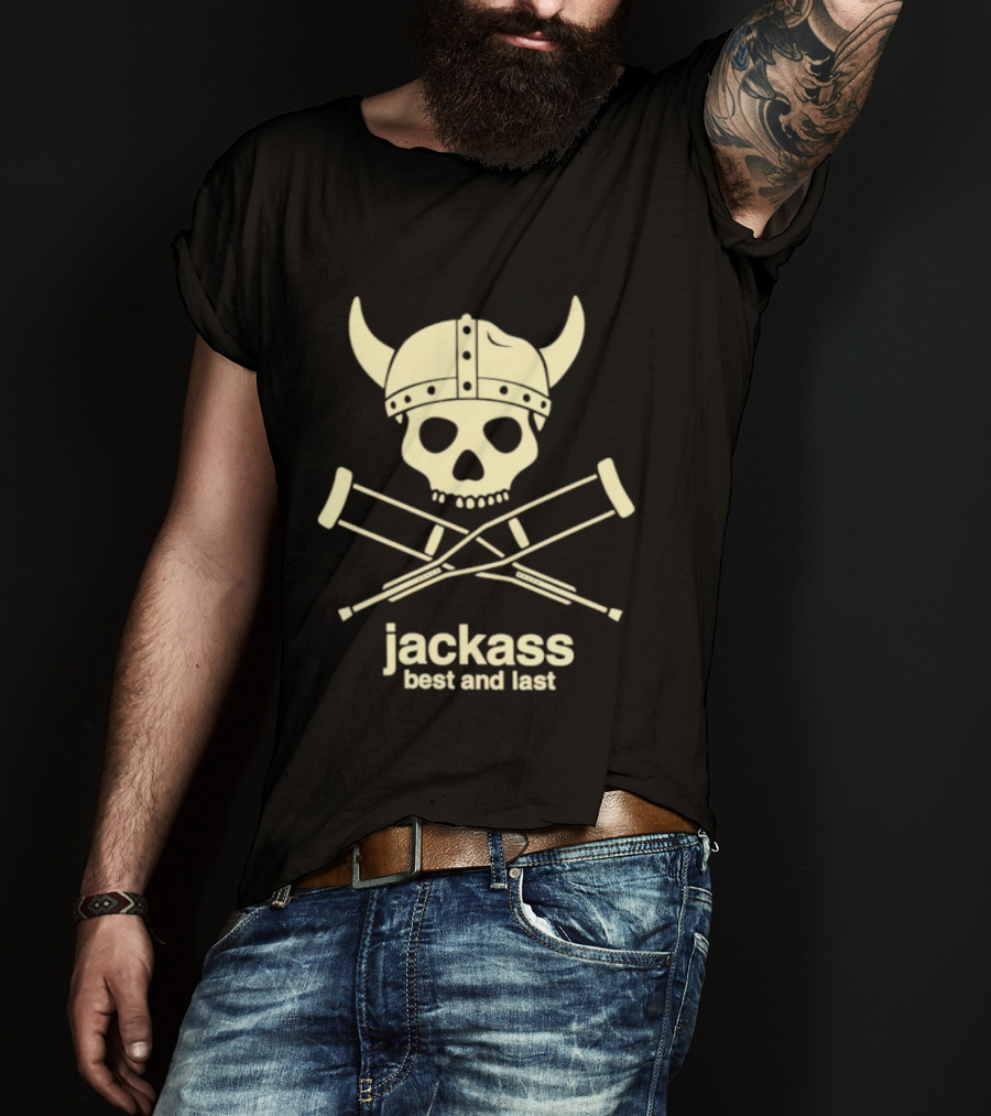 Jackass Best And Last Viking Skull With Crutches T-Shirt