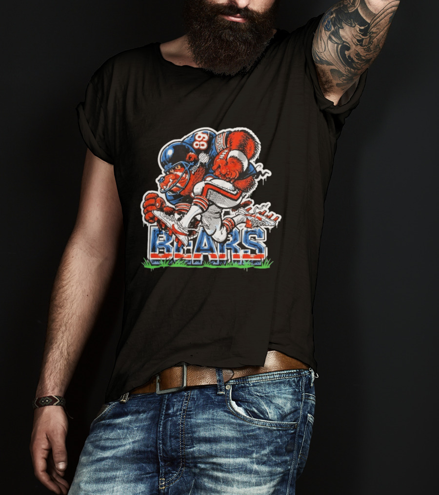 Mike Ditka 89 Chicago Bears Football Bear Fierce Cartoon Helmet T-Shirt