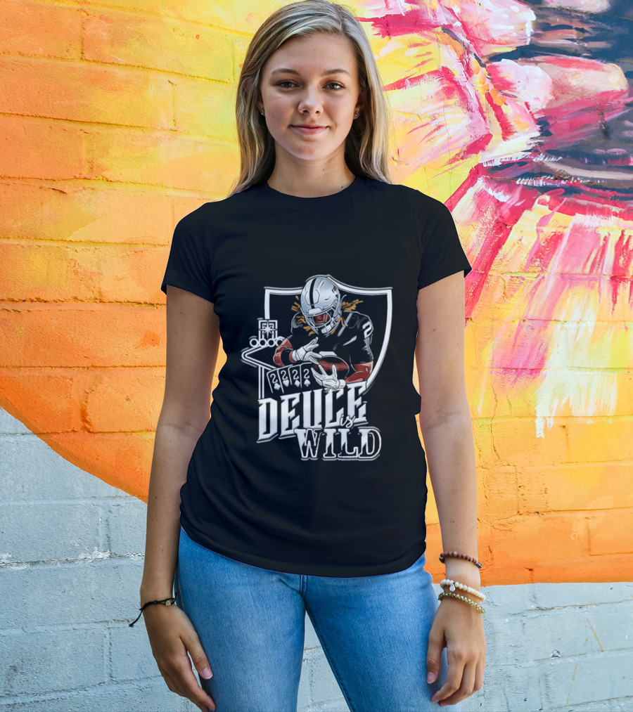 Deuce Is Wild Las Vegas Raiders Football Poker Theme Iconic Quarterback T-Shirt