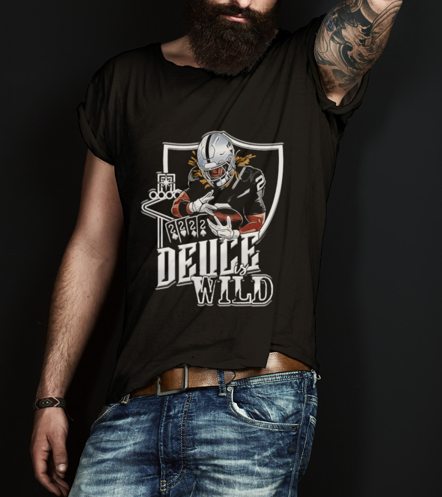 Deuce Is Wild Las Vegas Raiders Football Poker Theme Iconic Quarterback T-Shirt