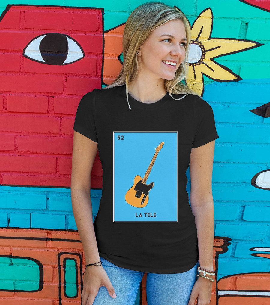 Jeff Garlin La Tele 52 Guitar Image With Number On Blue T-Shirt