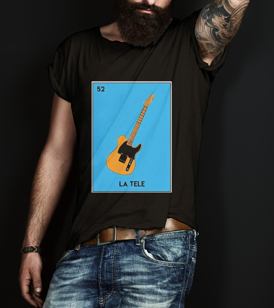 Jeff Garlin La Tele 52 Guitar Image With Number On Blue T-Shirt